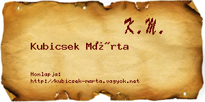 Kubicsek Márta névjegykártya