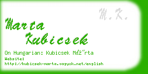 marta kubicsek business card